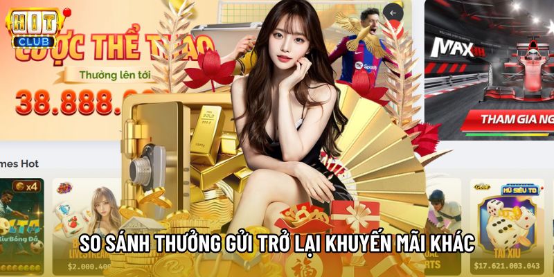 So sánh thưởng gửi trở lại lần 2 mỗi tuần so với các khuyến mãi khác So sánh thưởng gửi trở lại lần 2 mỗi tuần so với các khuyến mãi khác